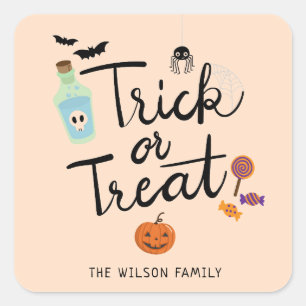 Trick or Treat Halloween Candy Square Sticker