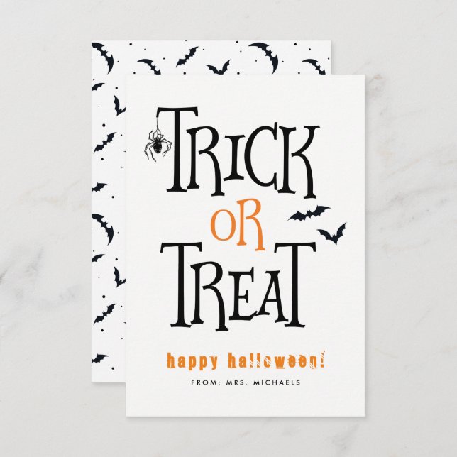 Trick or Treat Halloween Cards (Front/Back)