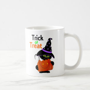 Trick Or Treat Halloween Cat With Pumpkin Coffee Mug