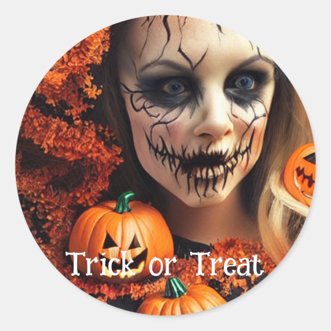 Trick or Treat Halloween Classic Round Sticker (Front)