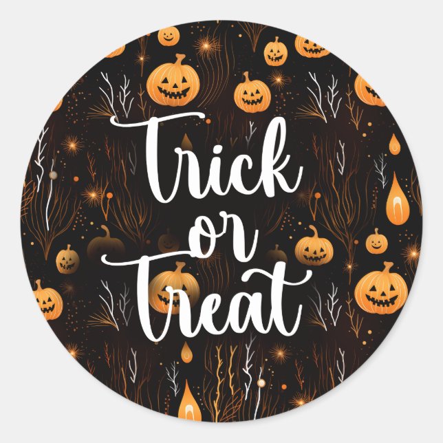 Trick or Treat Halloween Classic Round Sticker (Front)
