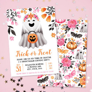 Trick or Treat Halloween Costume Party Cute Ghost Invitation