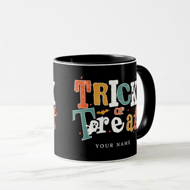 Trick Or Treat Halloween Custom Name Mug (Front Right)