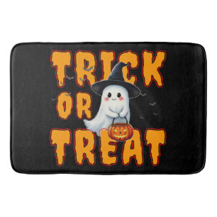 trick or treat halloween cute ghost pumpkin bath mat