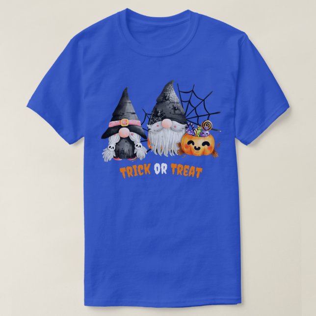 Trick or Treat Halloween Cute Gnomes Halloween Pum T-Shirt (Design Front)