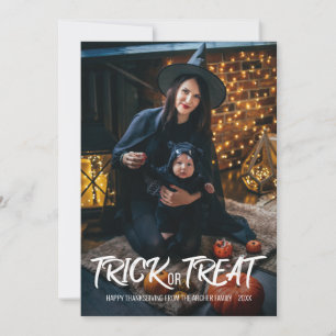 "Trick or Treat" Halloween Family Photo Holiday Card