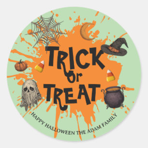 Trick or Treat Halloween Favour Treat Bag Sticker