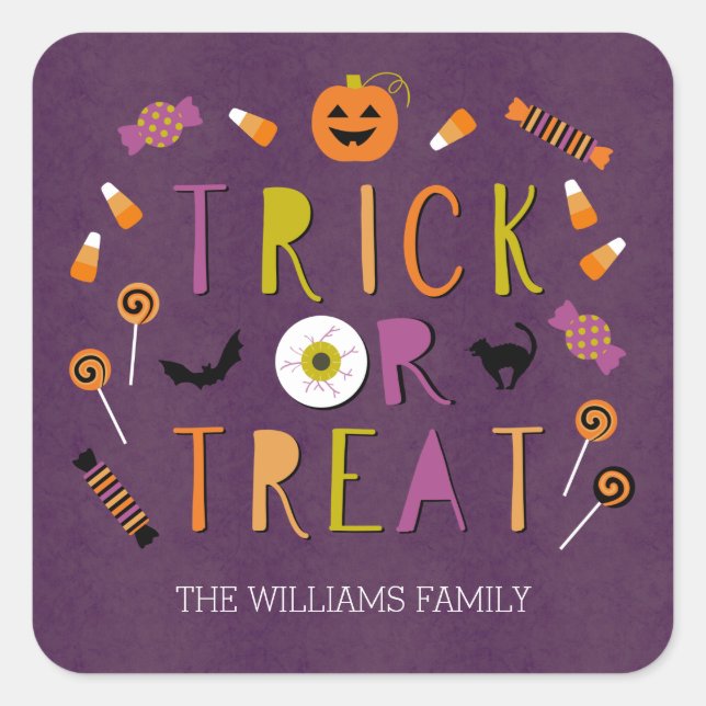 Trick Or Treat Halloween Gift Tag Stickers (Front)