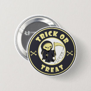 Trick or treat Halloween grim reaper character 6 Cm Round Badge