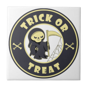Trick or treat Halloween grim reaper character Ceramic Tile
