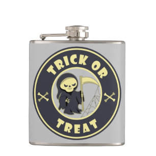 Trick or treat Halloween grim reaper character Hip Flask