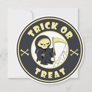 Trick or treat Halloween grim reaper character Holiday Card