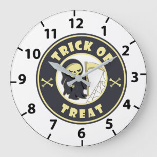 Trick or treat Halloween grim reaper character Large Clock