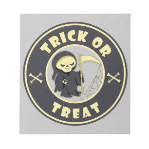 Trick or treat Halloween grim reaper character Notepad