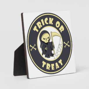 Trick or treat Halloween grim reaper character Plaque