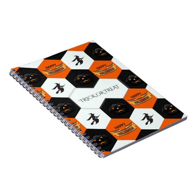 Trick or Treat Halloween Hexagons Pattern Notebook (Right Side)