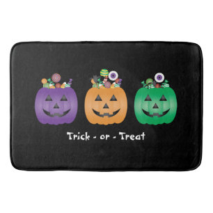 Trick Or Treat Halloween Jack O Lantern Candy Pail Bath Mat