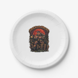 Trick Or Treat Halloween Killer Skeleton Axe Red M Paper Plate