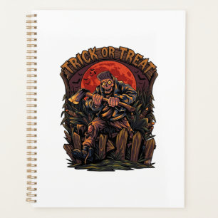 Trick Or Treat Halloween Killer Skeleton Axe Red M Planner