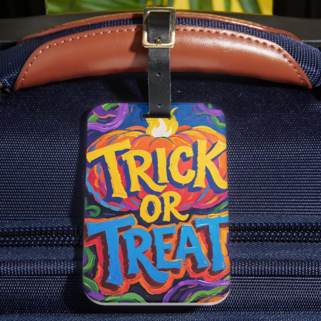 "Trick or Treat" Halloween Luggage Tag (Front Insitu 2)
