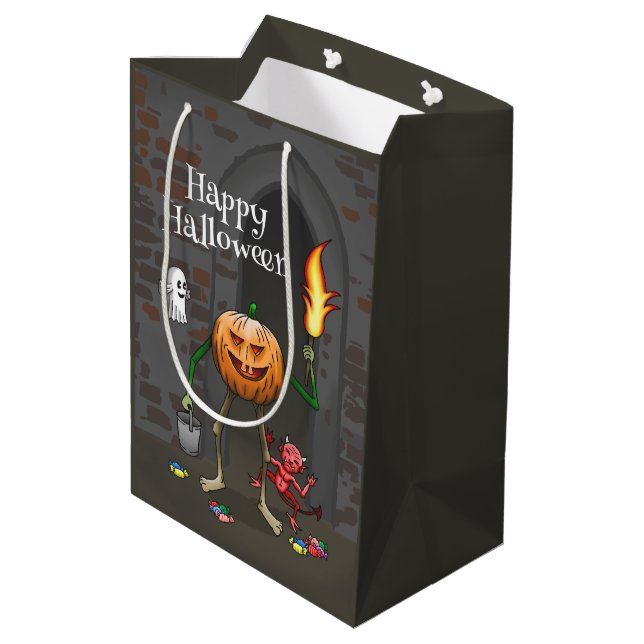 Trick or Treat Halloween Medium Gift Bag (Back Angled)