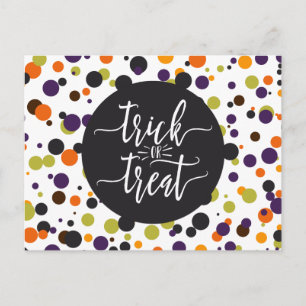 Trick or Treat Halloween Modern Invitation Postcard