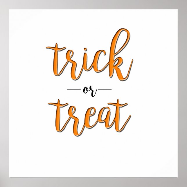 trick or treat halloween orange black simple poster (Front)