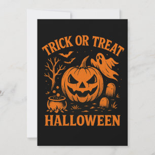 Trick or Treat Halloween Paper Coaster Invitation