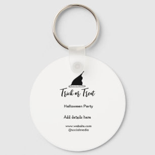 Trick or treat Halloween party black hat details w Key Ring