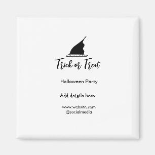 Trick or treat Halloween party black hat details w Magnet