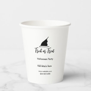 Trick or treat Halloween party black hat details w Paper Cups