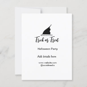 Trick or treat Halloween party black hat details w Postcard