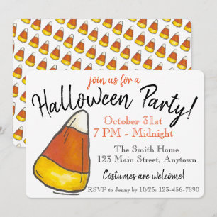 Trick or Treat Halloween Party Candy Corn Invitation