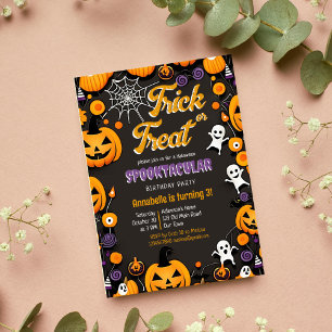 Trick or treat Halloween party groovy retro Invitation
