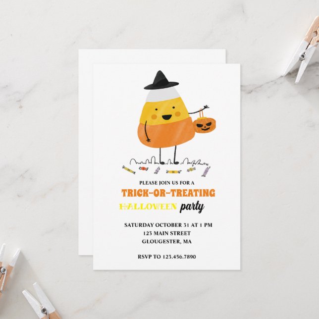 Trick or Treat Halloween Party Invitation (Front/Back In Situ)