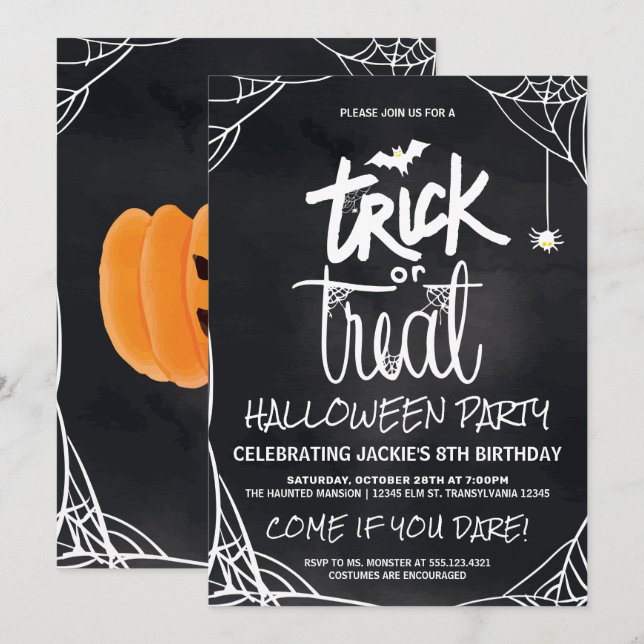 Trick or Treat Halloween Party Invitation (Front/Back)