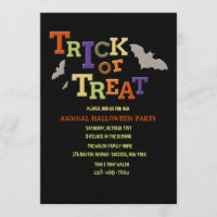 Trick or Treat Halloween Party Invitation