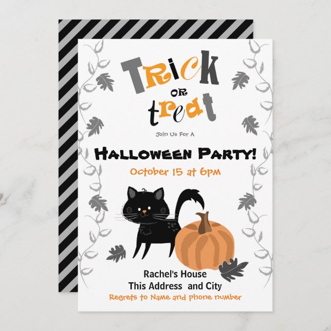 Trick or Treat Halloween Party Invitations (Front/Back)