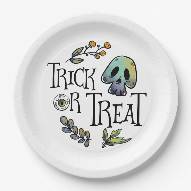 Trick or Treat Halloween Party Paper Plate (Front)