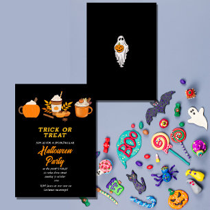 trick or treat halloween party time  invitation