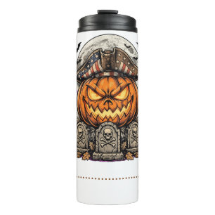 Trick Or TREAT Halloween Patriotic Pumpkin Shirt Thermal Tumbler