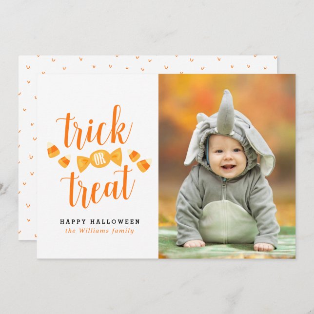 Trick or Treat Halloween Photo Cards (Front/Back)