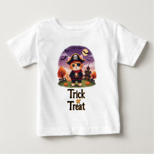 Trick or Treat Halloween Pirate Cat Baby T-Shirt