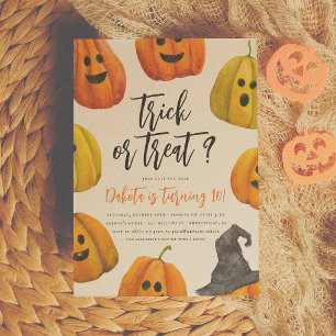 Trick or Treat Halloween Pumpkin Birthday Party Invitation
