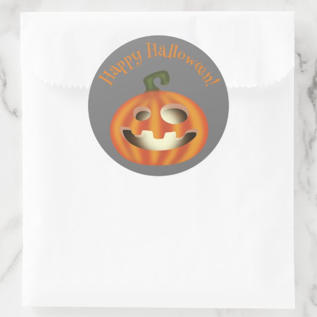 Trick or treat Halloween pumpkin  Classic Round Sticker (Bag)