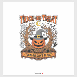 Trick Or Treat Halloween Pumpkin Witch Hat Spooky