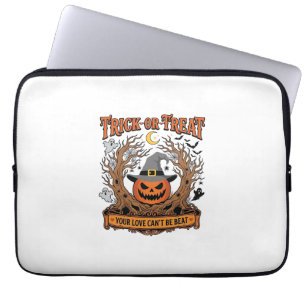 Trick Or Treat Halloween Pumpkin Witch Hat Spooky Laptop Sleeve
