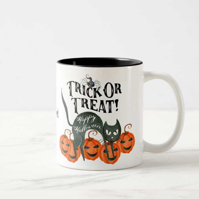 trick or treat halloween pumpkins coffee mug (Right)