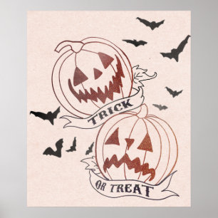 Trick or treat halloween pumpkins glitter look poster