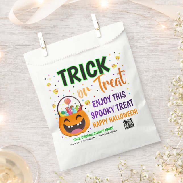 Trick or Treat Halloween QR Code Treat Favour Bag (Clipped)